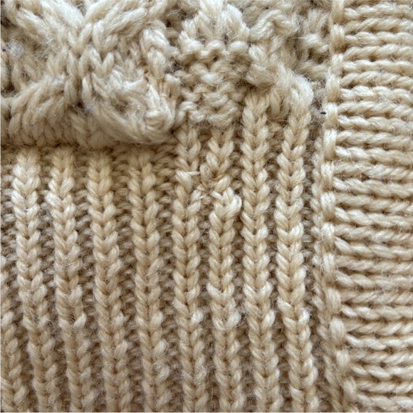 Vintage Wool Aran Sweater Cardigan Cream - Picture 12 of 16